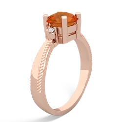 Fire Opal Cushion Rope 14K Rose Gold ring R2484