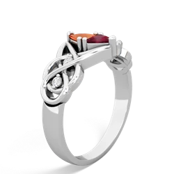 Fire Opal Keepsake Celtic Knot 14K White Gold ring R5300