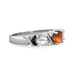 Fire Opal Hugs And Kisses 14K White Gold ring R5016