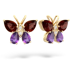 Garnet Butterfly 14K Yellow Gold earrings E2215