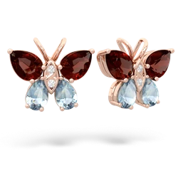 Garnet Butterfly 14K Rose Gold earrings E2215