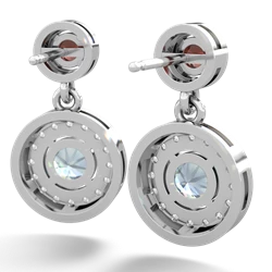 Garnet Halo Dangle 14K White Gold earrings E5319