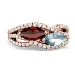 Garnet Diamond Rivers 14K Rose Gold ring R3070