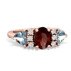 Garnet Antique Style Three Stone 14K Rose Gold ring R2186