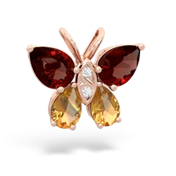 Garnet Butterfly 14K Rose Gold pendant P2215