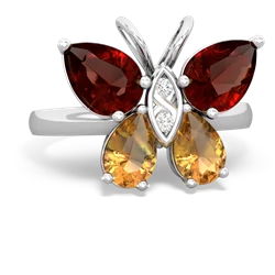 Garnet Butterfly 14K White Gold ring R2215