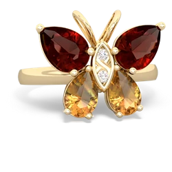 Garnet Butterfly 14K Yellow Gold ring R2215