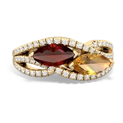 Garnet Diamond Rivers 14K Yellow Gold ring R3070