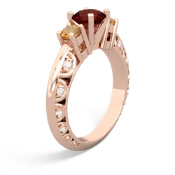 Garnet Art Deco Eternal Embrace Engagement 14K Rose Gold ring C2003