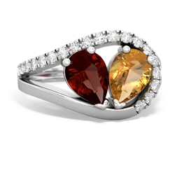 Garnet Nestled Heart Keepsake 14K White Gold ring R5650