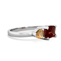 Garnet Three Stone 14K White Gold ring R5235