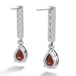 Garnet Art Deco Diamond Drop 14K White Gold earrings E5324