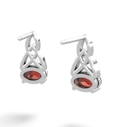 Garnet Celtic Trinity Knot 14K White Gold earrings E2389
