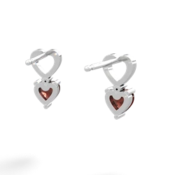 Garnet Four Hearts 14K White Gold earrings E2558