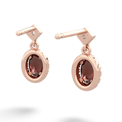 Garnet Antique-Style Halo 14K Rose Gold earrings E5720