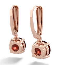 Garnet 8Mm Round Lever Back 14K Rose Gold earrings E2788