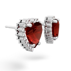 Garnet Sparkling Halo Heart 14K White Gold earrings E0391