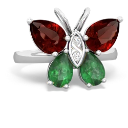 Garnet Butterfly 14K White Gold ring R2215