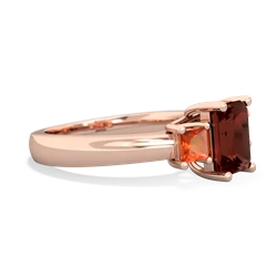 Garnet Three Stone Emerald-Cut Trellis 14K Rose Gold ring R4021