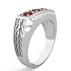 Amethyst Three Stone Tire Tread Men's 14K White Gold ring R0520