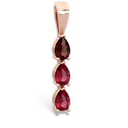 Garnet Dew Drops 14K Rose Gold pendant P2251