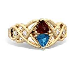 Garnet Keepsake Celtic Knot 14K Yellow Gold ring R5300