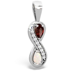 Garnet Diamond Infinity 14K White Gold pendant P5390