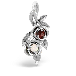 Garnet Rose Vine 14K White Gold pendant P5680