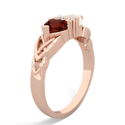 Garnet Celtic Knot Double Heart 14K Rose Gold ring R5040