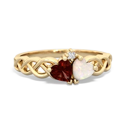 Garnet Heart To Heart Braid 14K Yellow Gold ring R5870