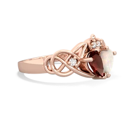 Garnet 'One Heart' Celtic Knot Claddagh 14K Rose Gold ring R5322