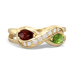Garnet Diamond Infinity 14K Yellow Gold ring R5390