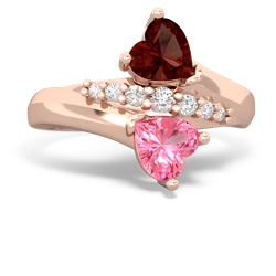 Garnet Heart To Heart 14K Rose Gold ring R2064