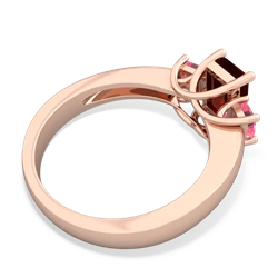 Garnet Three Stone Emerald-Cut Trellis 14K Rose Gold ring R4021