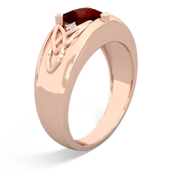 Garnet Celtic Trinity Knot Men's 14K Rose Gold ring R0440