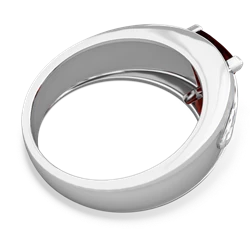 Garnet Celtic Trinity Knot Men's 14K White Gold ring R0440
