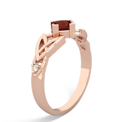 Garnet Celtic Knot Princess 14K Rose Gold ring R3349