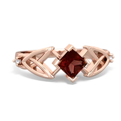Garnet Celtic Knot Princess 14K Rose Gold ring R3349