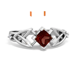 Garnet Celtic Knot Princess 14K White Gold ring R3349