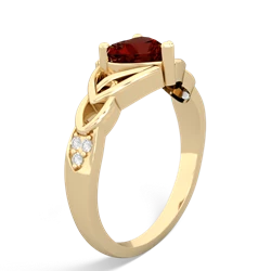 Garnet Claddagh Celtic Knot Diamond 14K Yellow Gold ring R5001