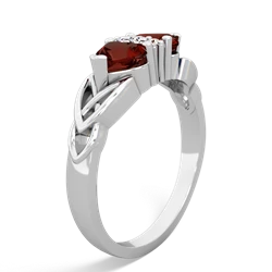 Garnet Celtic Knot Double Heart 14K White Gold ring R5040