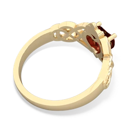 Garnet Claddagh Celtic Knot 14K Yellow Gold ring R2367