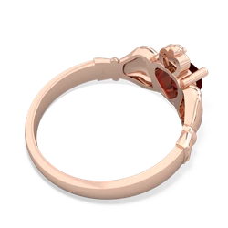 Garnet Claddagh Diamond Crown 14K Rose Gold ring R2372