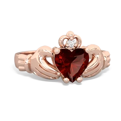 Garnet Claddagh Diamond Crown 14K Rose Gold ring R2372