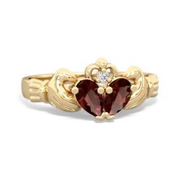 Garnet 'Our Heart' Claddagh 14K Yellow Gold ring R2388