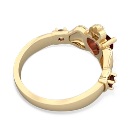 Garnet Claddagh Keepsake 14K Yellow Gold ring R5245