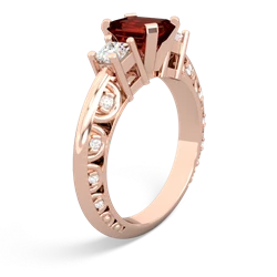 Garnet Art Deco Diamond 7X5 Emerald-Cut Engagement 14K Rose Gold ring R20017EM