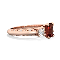 Garnet Art Deco Diamond 7X5 Emerald-Cut Engagement 14K Rose Gold ring R20017EM