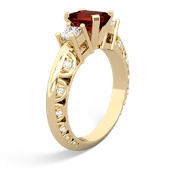 Garnet Art Deco Diamond 7X5 Emerald-Cut Engagement 14K Yellow Gold ring R20017EM
