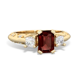 Garnet Art Deco Diamond 7X5 Emerald-Cut Engagement 14K Yellow Gold ring R20017EM